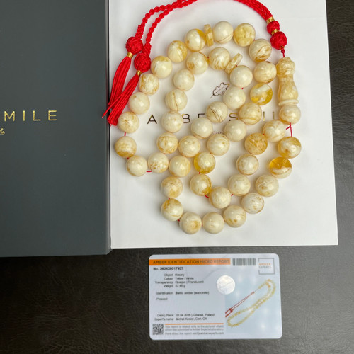 Handmade white amber misbaha - handmade,