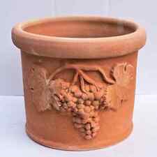 Vaso fioriera piante cilindro in Terracotta grappolo uva fatto a mano rest. gelo