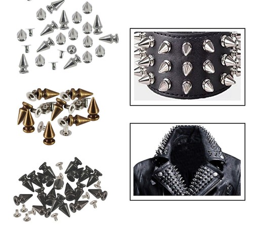 100x 12mm punk cone spikes - 12mm,