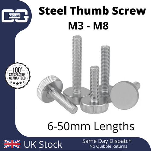 Steel knurled flat head thumb - head,