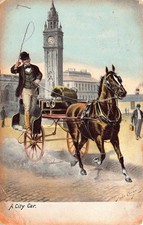 Horse & Trap A City Car Ireland Postcard c1905