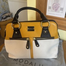 MODALU  England Leather Pippa Mini Handbag Black/Yellow/White Soft Leather 