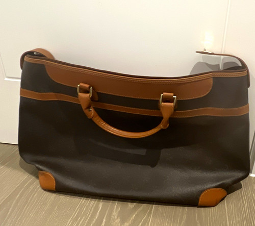 Black brown leather duffle - black/brown,