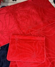 ROMANY GYPSY CARAVAN MACHINE WASHABLE 4PCS MAT SET, RED GREEN CHRISTMAS RUG