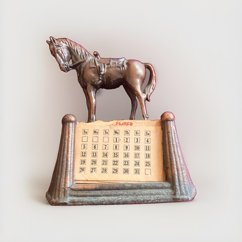 Antique cast metal - horse, desk
