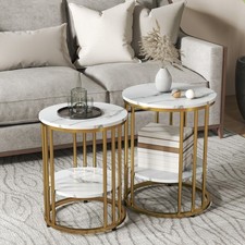 Marble-Effect Coffee Table Set
