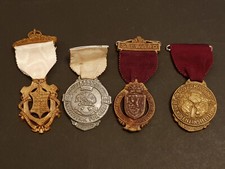 Uncommon Set of 4 x Vintage WW2 WWII Era Masonic Plastic Jewels / Medals