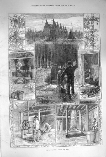 Original old antique print - old,