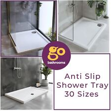 Anti-Slip Acrylic Shower Tray Slimline Low Profile White Enclosure Many Sizes