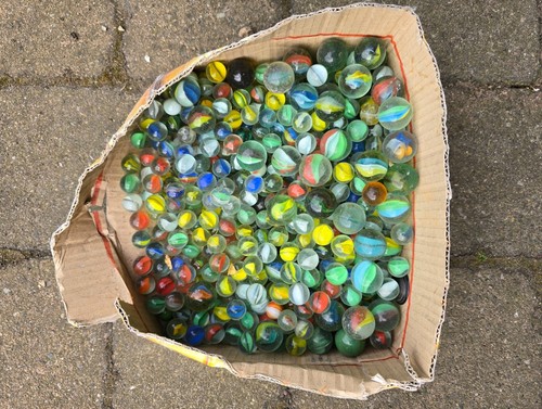 Box old marbles mixed sizes - of,