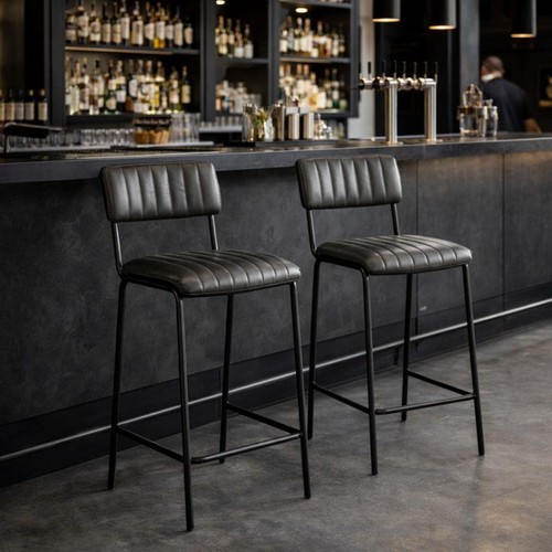 Diner bar stool grey leather - bar,