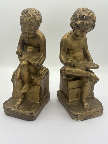 Gold colour vintage bookends - gold,
