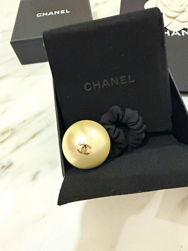 Chanel black fabric hair tie - hair,