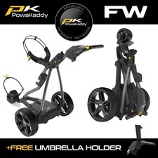 PowaKaddy FW Gun Metal Electric Golf Trolley 18 Hole Lithium +FREE TRAVEL BAG!