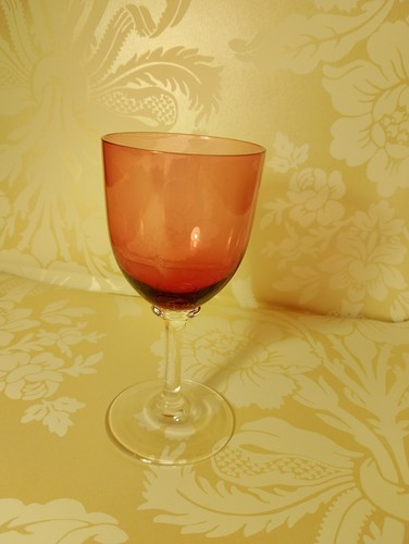 Cranberry stemmed wine glass - stemmed,