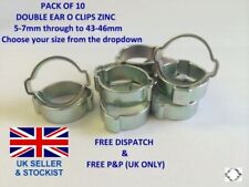 PACK of 10 O CLIPS DOUBLE EAR ZINC (hose clips, pipes, tubes, air, fuel) 