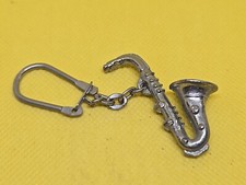 Keyring Key Ring - Vintage Metal Saxaphone Sax Musician Gift