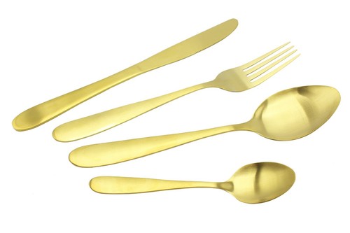 Cutlery set brushed - cutlery, gold