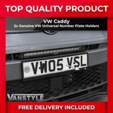 FITS VW CADDY GENUINE VW LOGO UNIVERSAL NUMBER PLATE HOLDER SURROUND COVERS X2