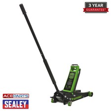 Sealey 3040AG Workshop Trolley Jack 3 Tonne Rocket Lift Green PU Wheels