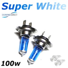 H7 100w Super White Xenon (499) Car Headlight Bulbs 12v W5W Led Sidelights AB