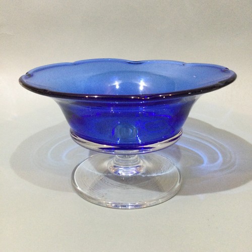 Studio art glass - blue, footed