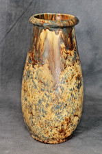 Crown Ducal Ware Arcadian Glaze Art Pottery Brown Cream Drip Tall Vase 1930s