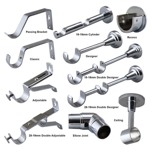 Polished chrome curtain pole - polished,