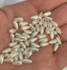 100 Wedding Off White Pearl Teardrop Beads 8x4 mm Dressmaking Sewing Craft  P16