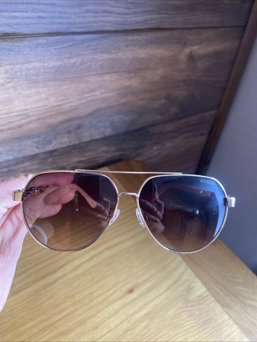 Guess gold frame brown lenses - gold,