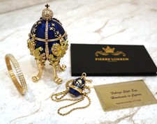 Royal Collection Faberge Imperial egg PLUS Faberge Egg Pendant Gold Swarovski