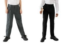BOYS SHORT / LONG / EXTRA LONG LEG SCHOOL TROUSERS WITH ADJUSTABLE WAIST UNIFORM