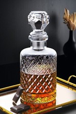 Whiskey Fantasy Decanter Turin Round Glass Storage Bottle 1.24L W / Airtight Lid