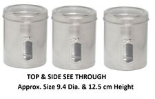 Set of 3 Stainless Steel Multipurpose Canisters with SIDE & TOP See through