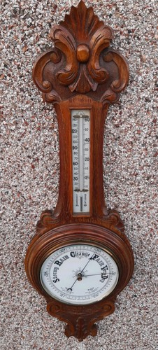 Large carved oak aneroid - 36",