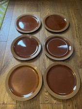 Vintage Mid Century Autumn Brown Hornsea Bronte Dinner Plates x6 26cms Heirloom