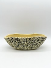 Vintage 50s Speckled Yellow & Black Rectangular Pottery Planter Mid Century