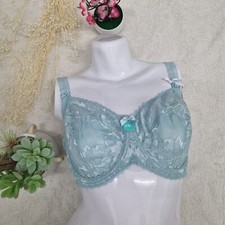 Ladies Balcony Bra DD+ Wired Non-Padded Bra Sea Green with Light Net, Size 34FF