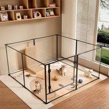 XXL Clear Acrylic Dog Playpen with Door Pet Playpen Instant Setup Indoor Dog Pen