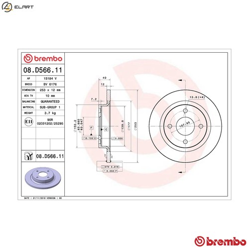 Brake disc d566 11 for - brake,