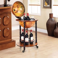 360MM Wood Globe Wine Cabinet Bottles Storage Rack Bar Wine Italian Bottle Stand
