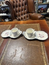 Vintage Hughes Longport England Pair Of Teacups& Matching Saucers 26x14&10x6cm