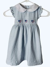 Girls Smocked Patriotic Blue