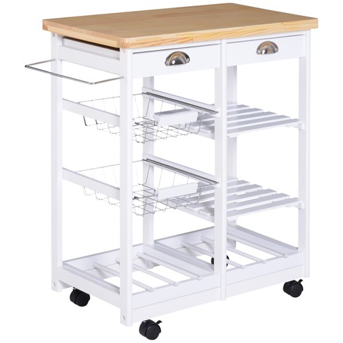 Homcom rolling kitchen island - rolling,