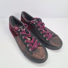 Wrangler Trainers Womens UK8 EU41 Burgundy Velvet Leather Casual Shoes Worn Once