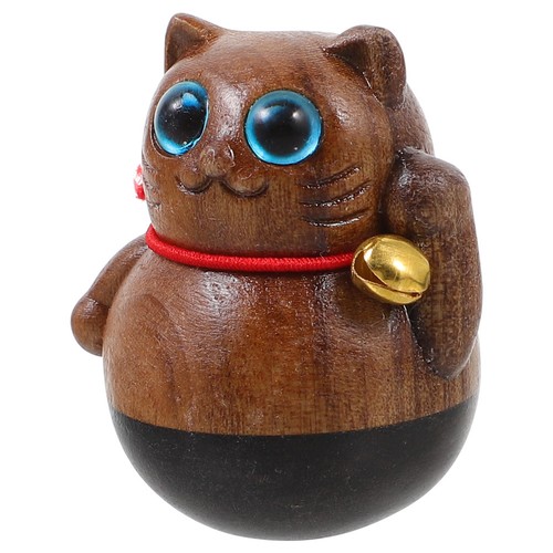 Wooden cat figurine - wooden, sculpture