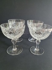 4 x Vintage Champagne Glasses Bowls Saucers Thomas Webb Crystal "St Andrews"