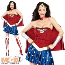 Sexy Wonder Woman Ladies Fancy Dress Superhero Womens Adults Costume Outfit