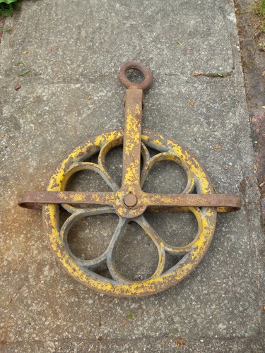 Vintage cast iron pulley - vintage,