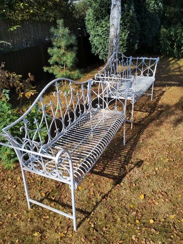 Ornate white metal garden - metal,